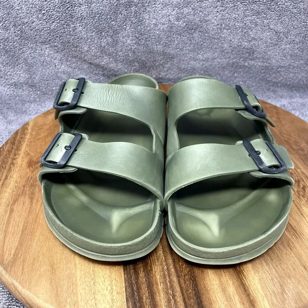 Birkenstock Olive Two-Buckle Slide Sandals — Men's